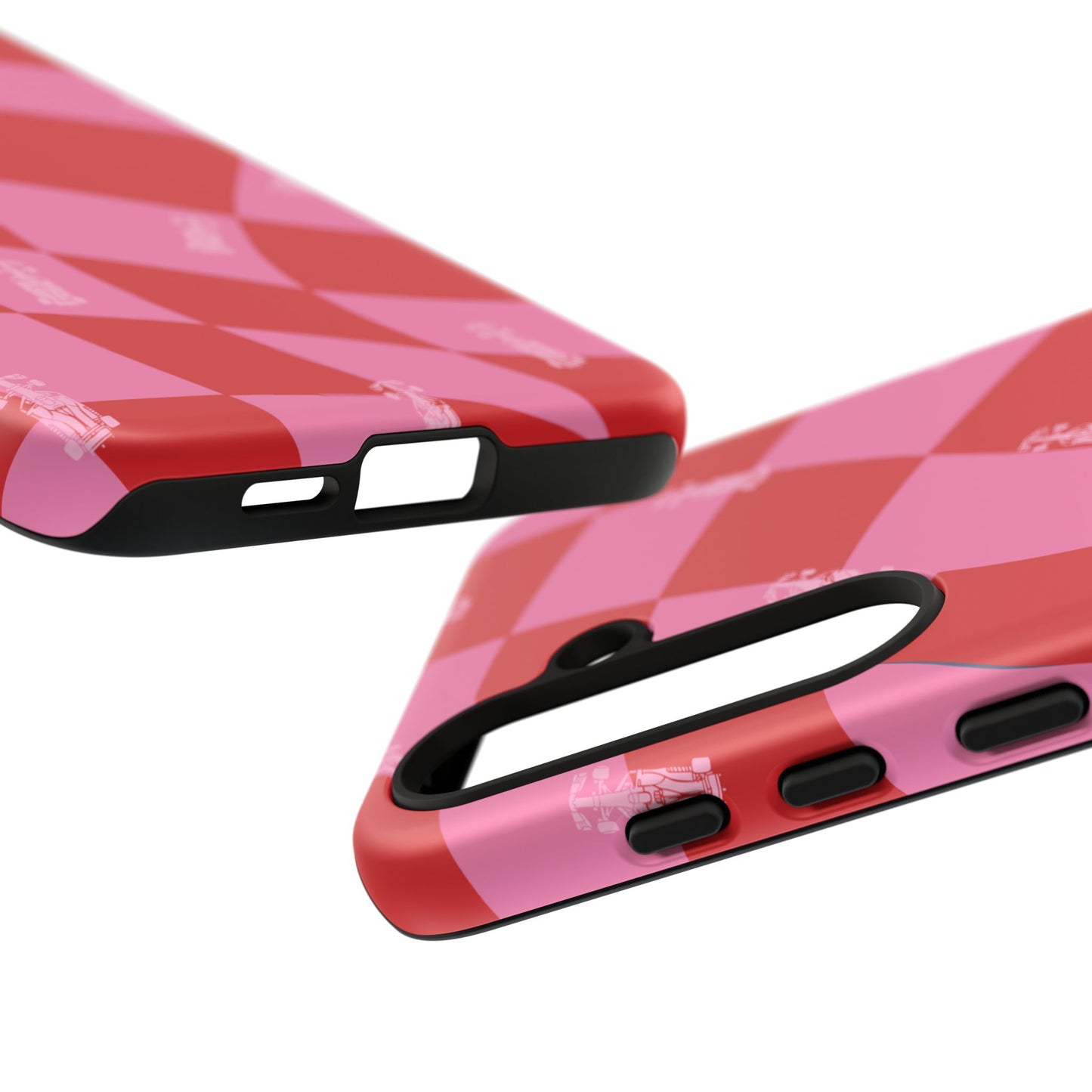 F1 Phone Case Pink and Red Checkerboard Design, Trendy F1 Gift, Girly Formula 1 Gift, Cute F1 Phone Case, Unique Formula One Phone Case