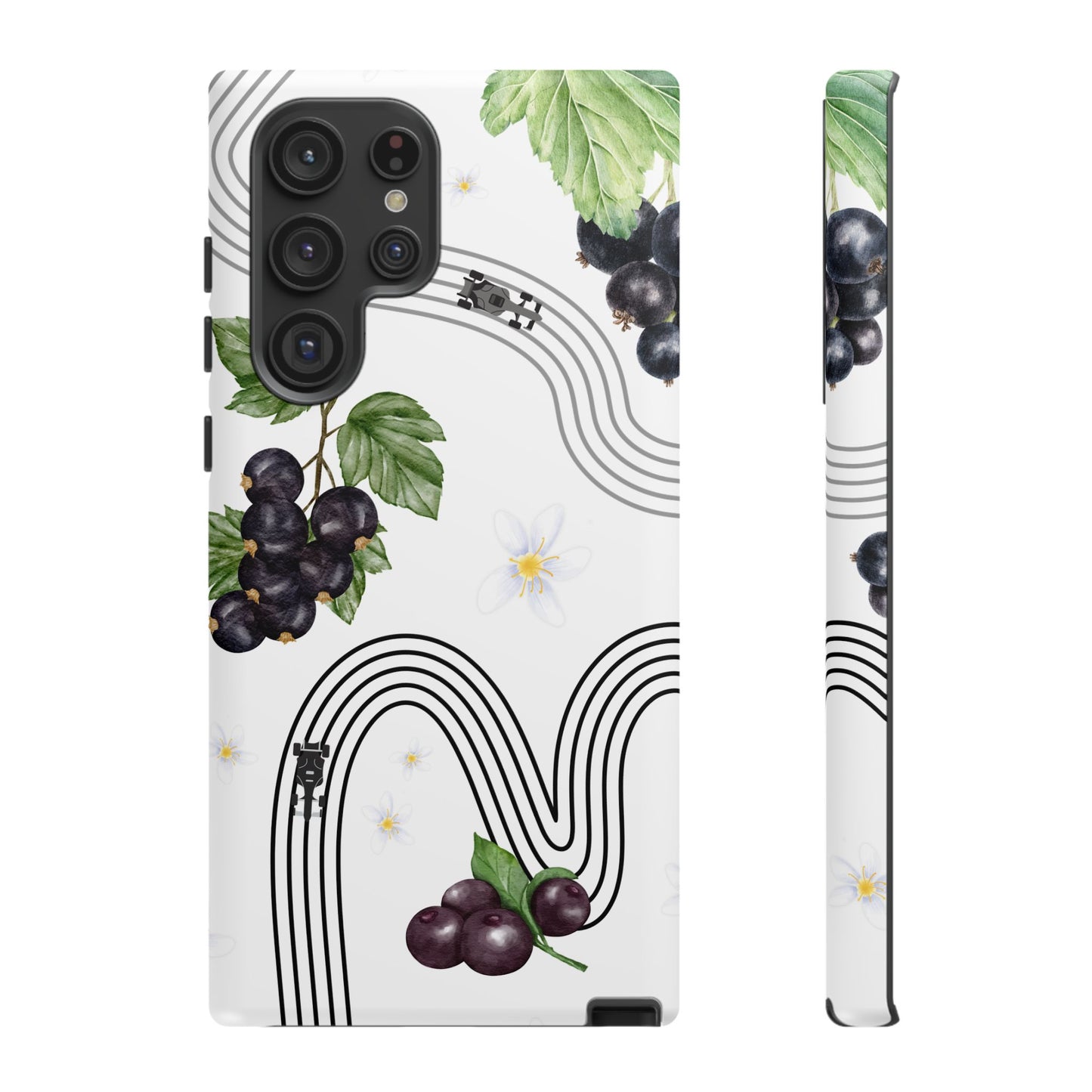 F1 Cadillac and Black Currants Phone Case, Trendy F1 Gift, Formula 1 Gift, Cute Fruit F1 Phone Case, Unique Phone Case
