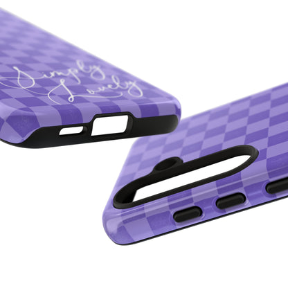 Simply Lovely Purple Checkered F1 Phone Case Design, Trendy F1 Gift, Formula 1 Gift, Cute F1 Phone Case