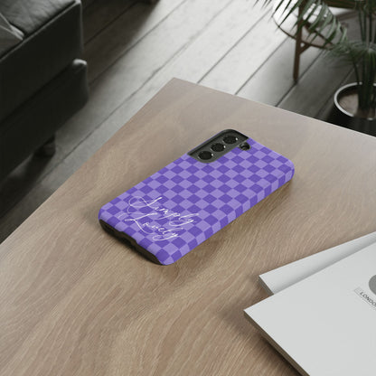Simply Lovely Purple Checkered F1 Phone Case Design, Trendy F1 Gift, Formula 1 Gift, Cute F1 Phone Case