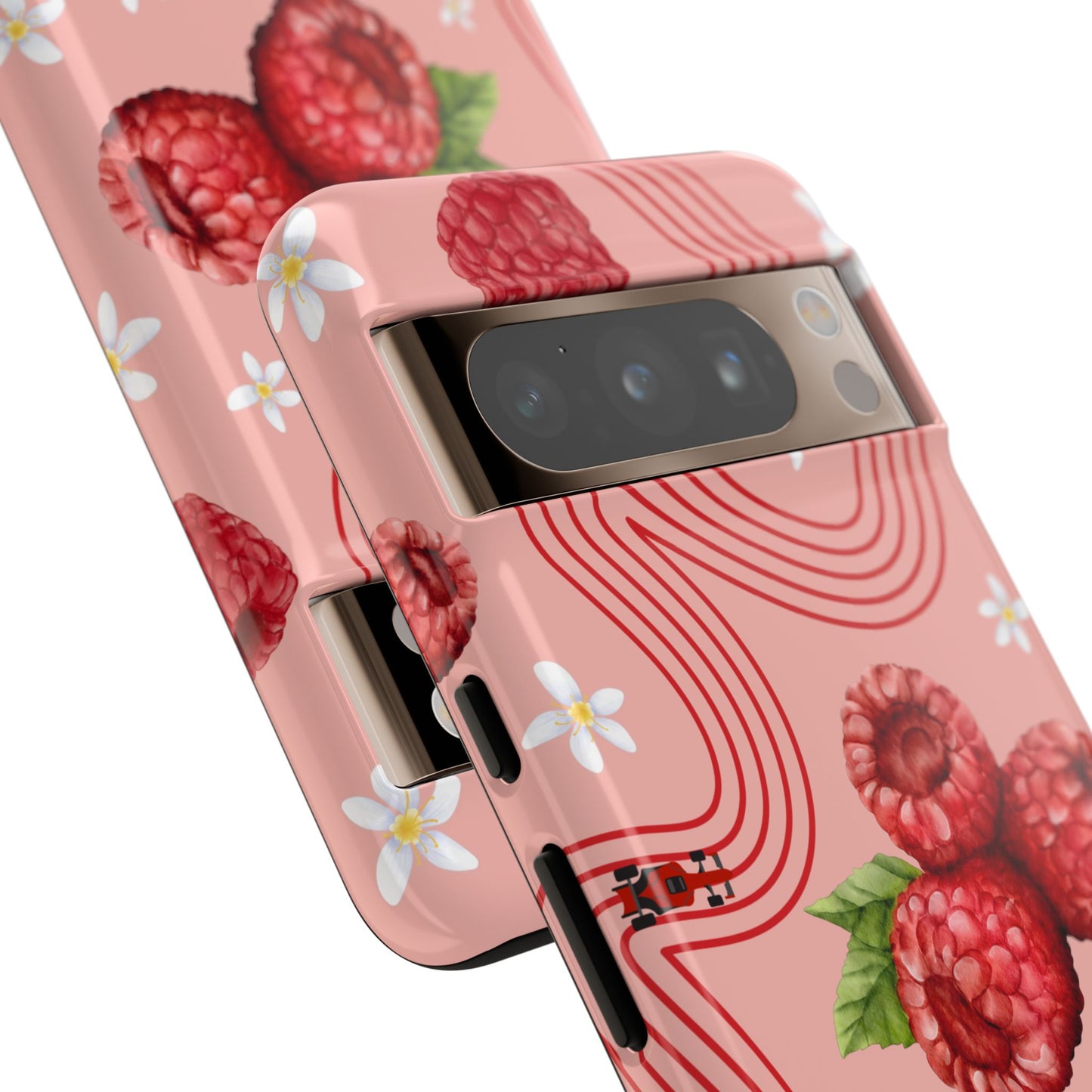 Red F1 Haas and Raspberries Phone Case, Trendy F1 Gift, Formula 1 Gift, Cute Fruit F1 Phone Case, Unique Phone Case