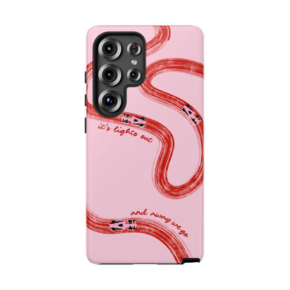 F1 Phone Case Pink and Red Painted "its lights out and away we go", Trendy F1 Gift, Formula 1 Gift, Cute F1 Phone Case, Unique Phone Case