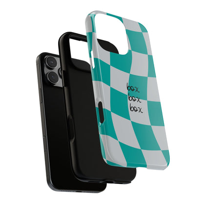 Mercedes Teal and Grey Checkered F1 Phone Case, Box Box Box F1 Phone Case