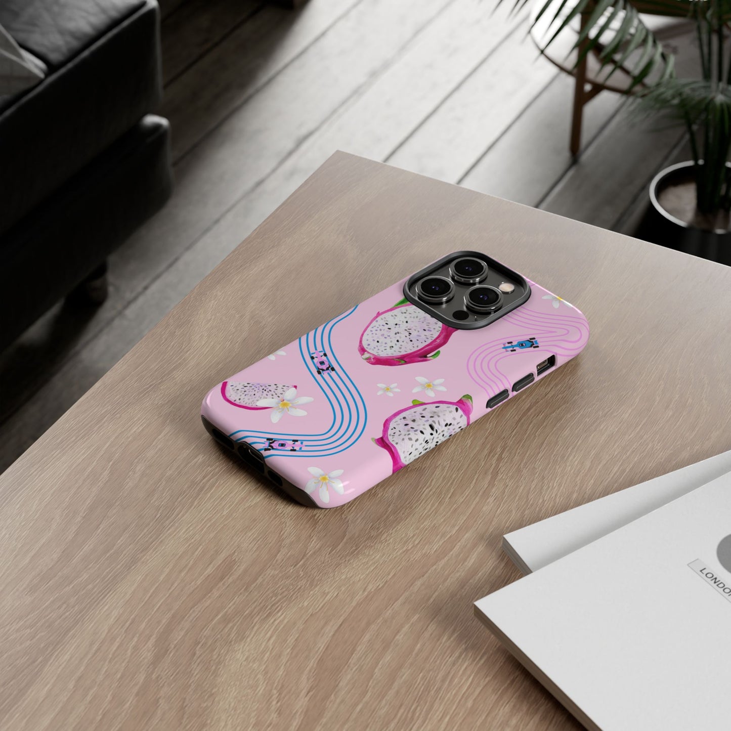 Pink F1 Alpine and Dragonfruit Phone Case, Trendy F1 Gift, Formula 1 Gift, Cute Fruit F1 Phone Case, Unique Phone Case
