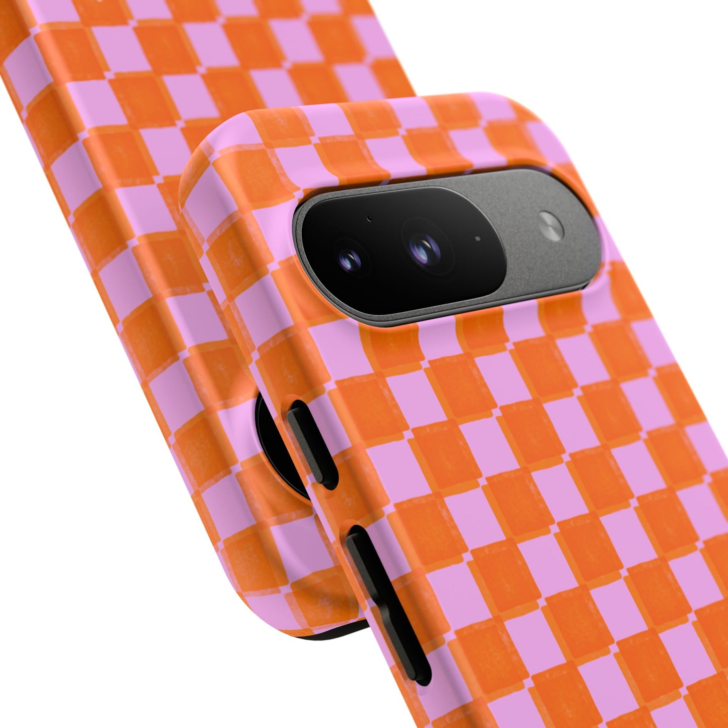 Simply Lovely Orange and Pink Checkered F1 Phone Case Design, Trendy F1 Gift, Formula 1 Gift, Cute F1 Phone Case