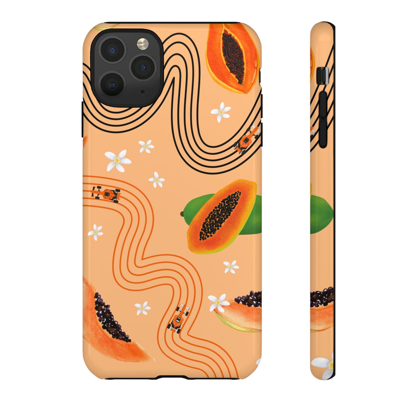 Orange F1 McLaren and Papaya Phone Case, Trendy F1 Gift, Formula 1 Gift, Cute Fruit F1 Phone Case, Unique Phone Case
