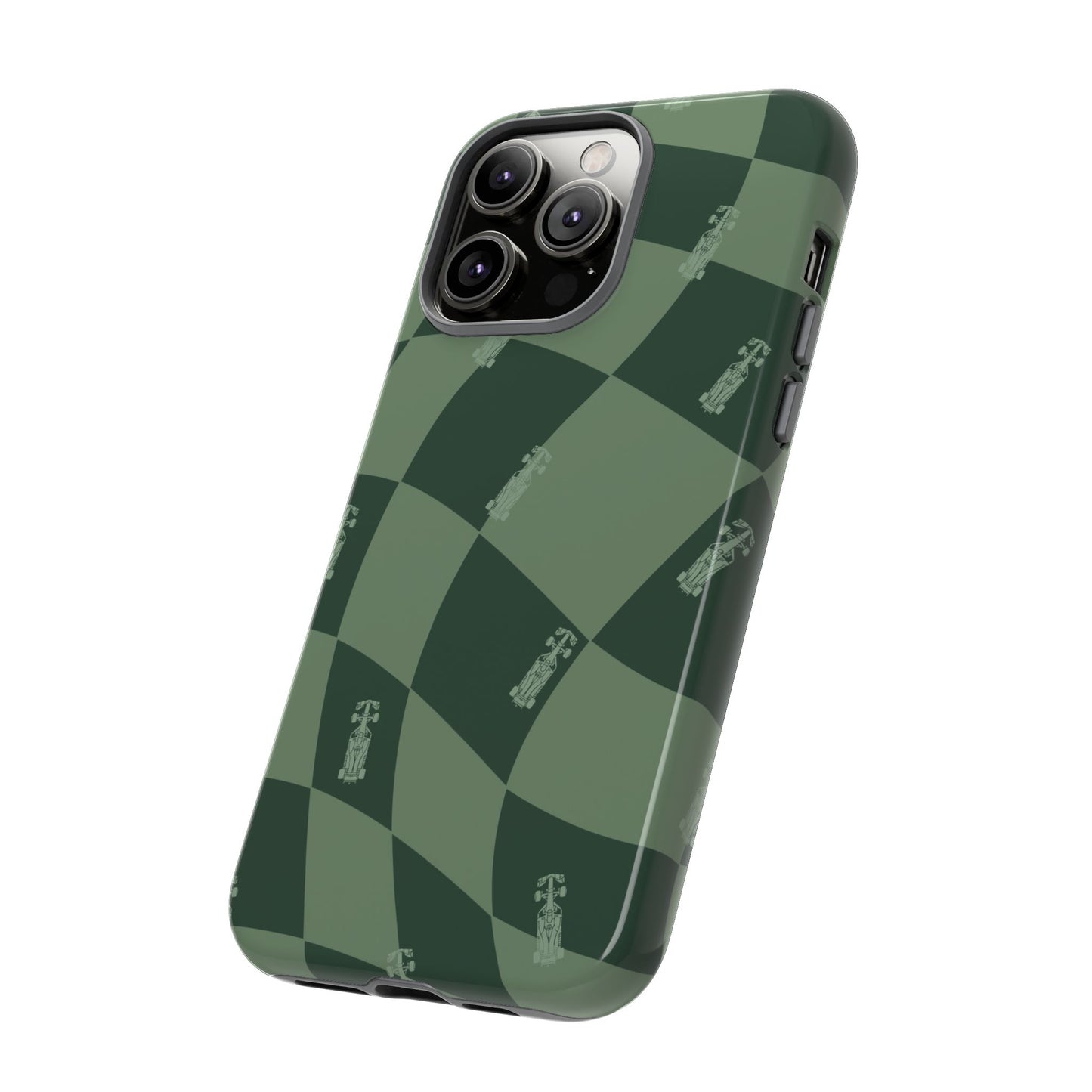 F1 Phone Case Green Checkerboard Design, Trendy F1 Gift, Formula 1 Gift, Cute F1 Phone Case, Unique Formula One Phone Case