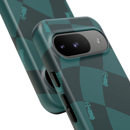 F1 Phone Case Teal Checkered Design, Trendy F1 Gift, Formula 1 Gift, Cute F1 Phone Case, Unique Formula One Phone Case