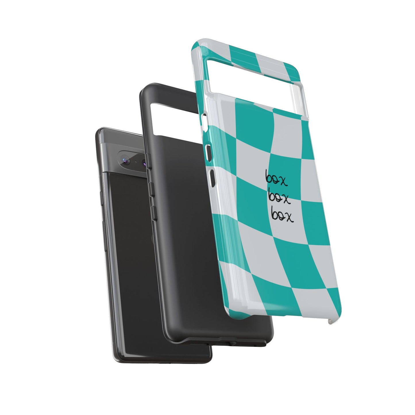 Mercedes Teal and Grey Checkered F1 Phone Case, Box Box Box F1 Phone Case