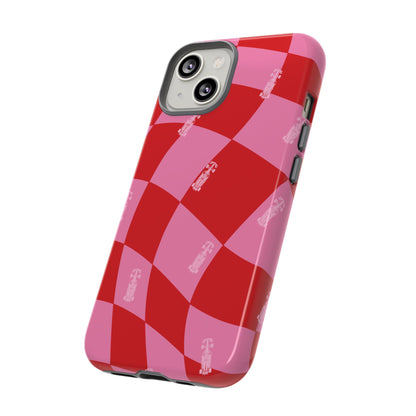 F1 Phone Case Pink and Red Checkerboard Design, Trendy F1 Gift, Girly Formula 1 Gift, Cute F1 Phone Case, Unique Formula One Phone Case