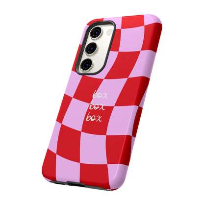 Pink and Red Checkered F1 Phone Case, Box Box Box F1 Phone Case