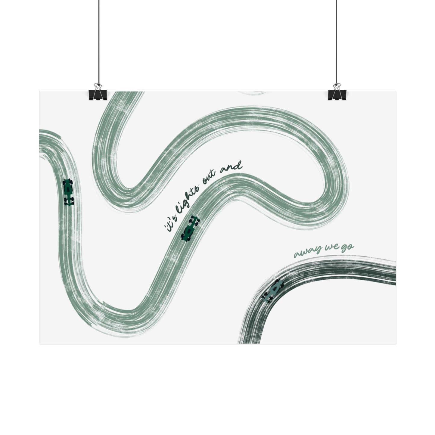 Horizontal Green F1 Abstract Art Poster | Minimalist F1 Art - EU Sizing (Physical Print)