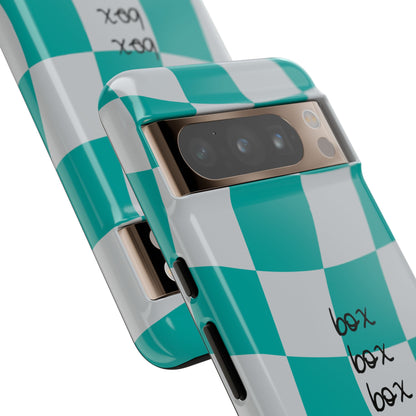 Mercedes Teal and Grey Checkered F1 Phone Case, Box Box Box F1 Phone Case