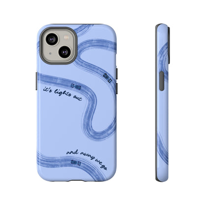 F1 Phone Case Monochrome Blue Painted "its lights out and away we go", Trendy F1 Gift, Formula 1 Gift, Cute F1 Phone Case, Phone Case