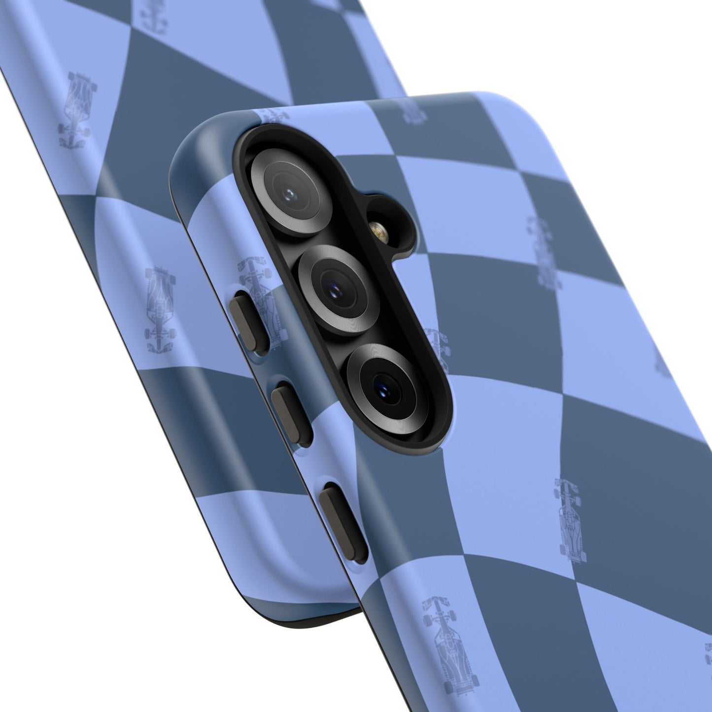 F1 Phone Case Blue Checkerboard Design, Trendy F1 Gift, Formula 1 Gift, Cute F1 Phone Case, Unique Formula One Phone Case