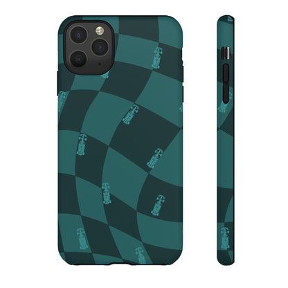 F1 Phone Case Teal Checkered Design, Trendy F1 Gift, Formula 1 Gift, Cute F1 Phone Case, Unique Formula One Phone Case