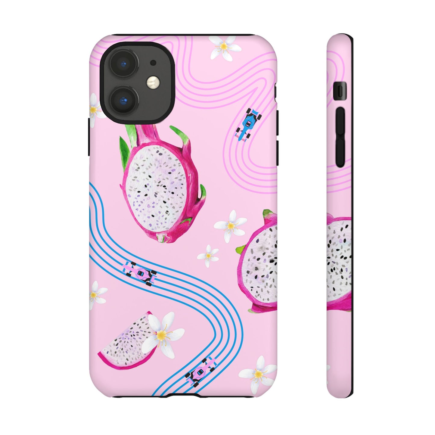 Pink F1 Alpine and Dragonfruit Phone Case, Trendy F1 Gift, Formula 1 Gift, Cute Fruit F1 Phone Case, Unique Phone Case