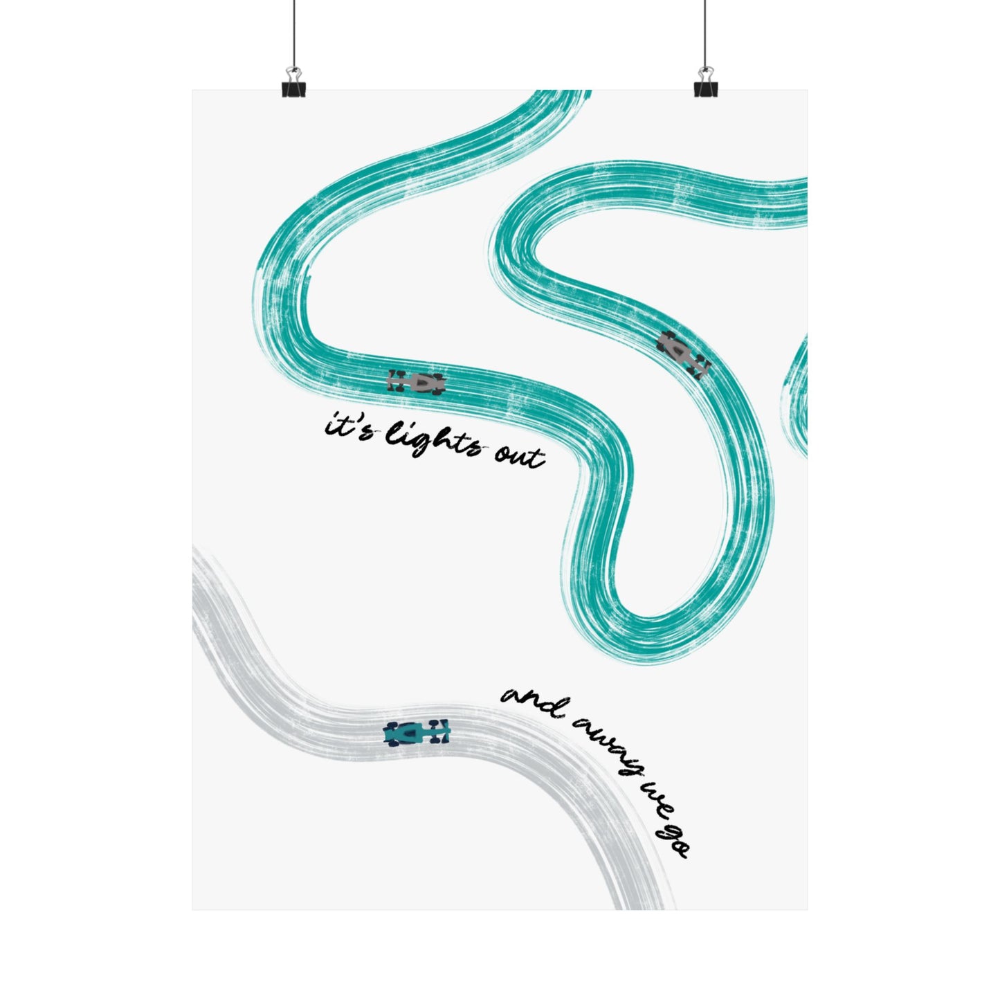 Mercedes Teal and Silver F1 Matte Vertical Poster | F1 Giclée Art Print (US SIZING)