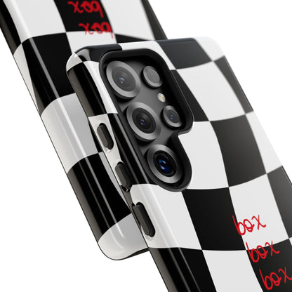 Black and Red Checkered F1 Phone Case, Box Box Box F1 Phone Case