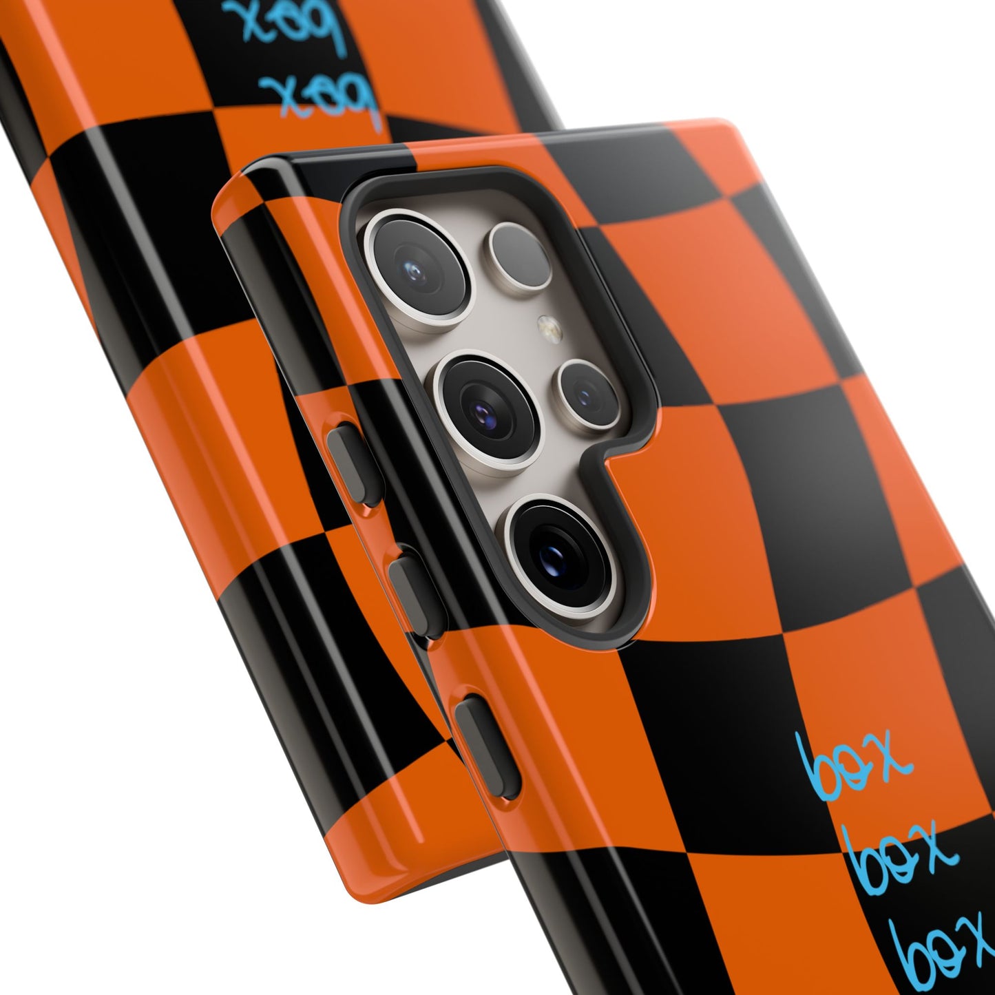 McLaren Orange and Black Checkered F1 Phone Case, Box Box Box F1 Phone Case