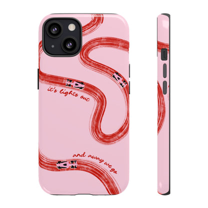 F1 Phone Case Pink and Red Painted "its lights out and away we go", Trendy F1 Gift, Formula 1 Gift, Cute F1 Phone Case, Unique Phone Case