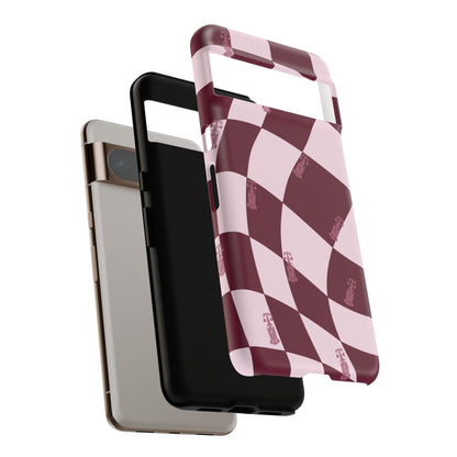 F1 Phone Case Pink Checkered Design, Trendy F1 Gift, Formula 1 Gift, Cute F1 Phone Case, Unique Formula One Phone Case