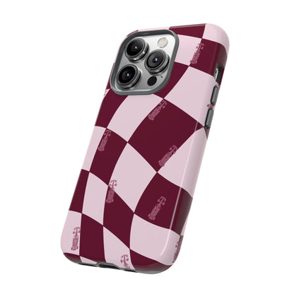 F1 Phone Case Pink Checkered Design, Trendy F1 Gift, Formula 1 Gift, Cute F1 Phone Case, Unique Formula One Phone Case