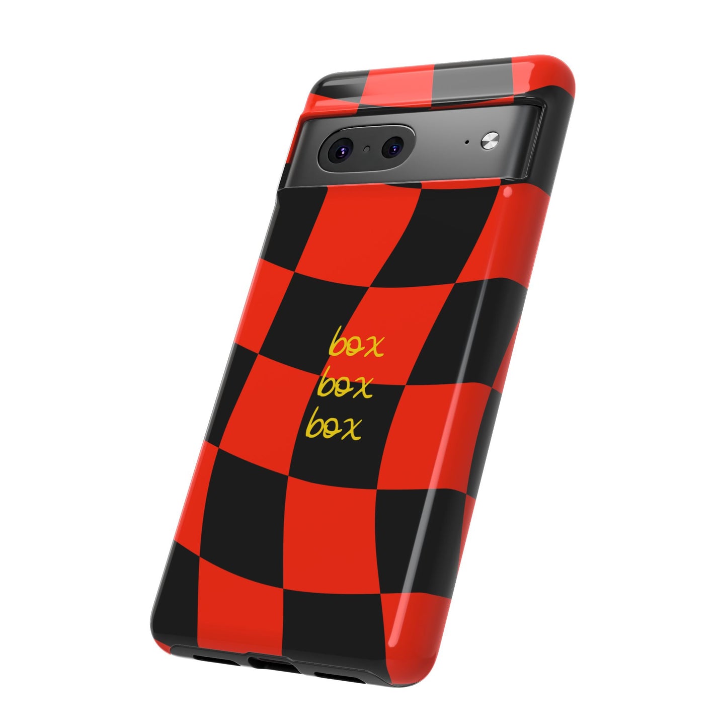 F1 Ferrari Black and Red Checkered Phone Case, Box Box Box F1 Phone Case
