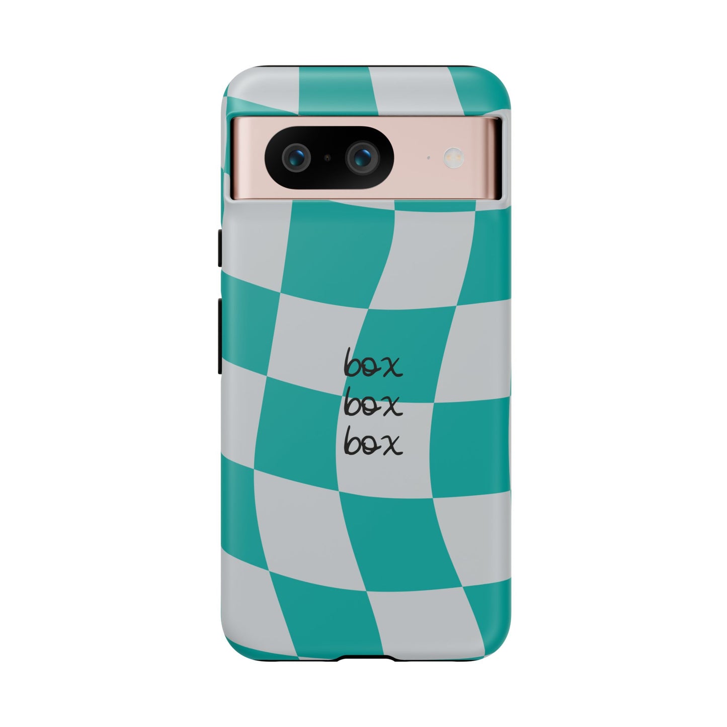 Mercedes Teal and Grey Checkered F1 Phone Case, Box Box Box F1 Phone Case