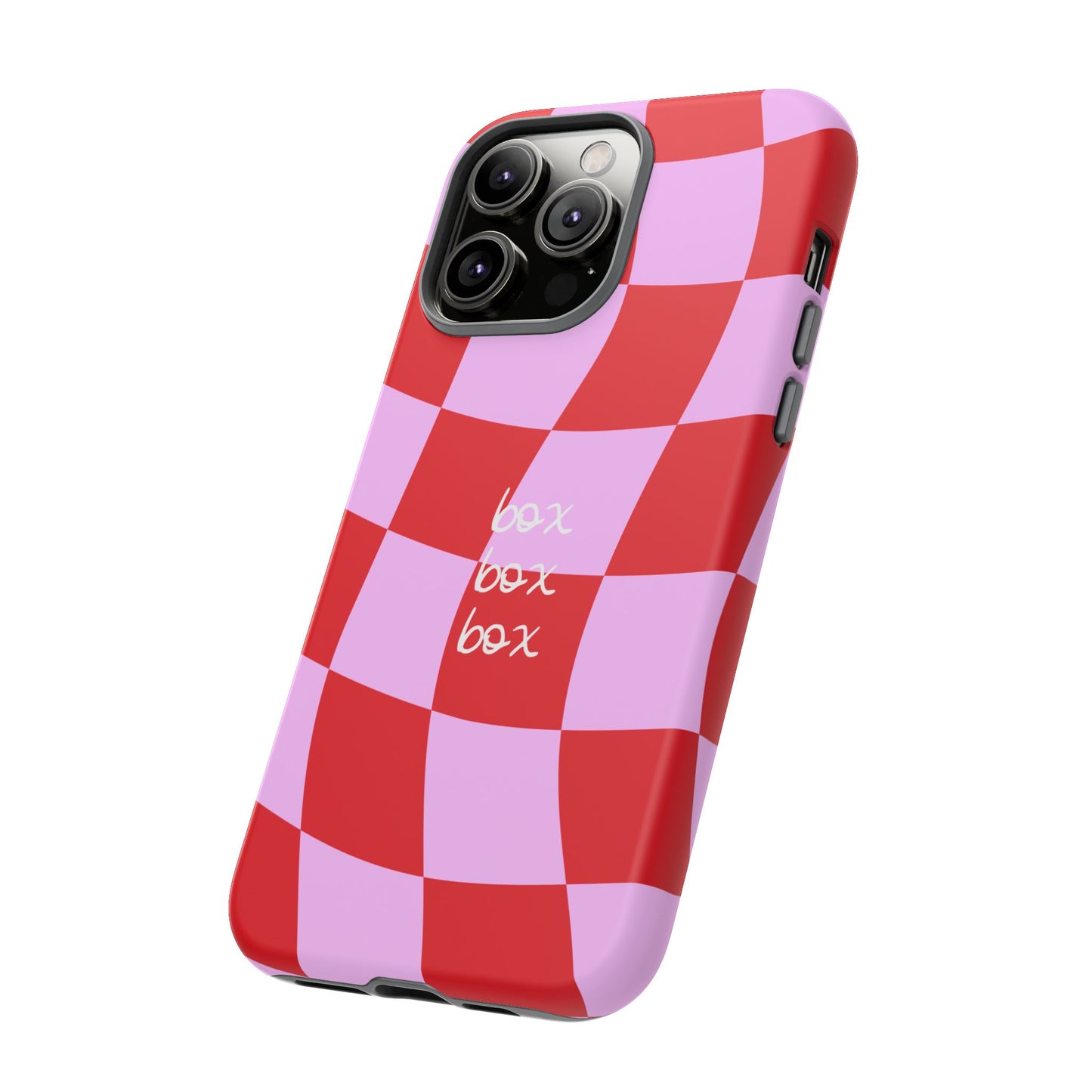 Pink and Red Checkered F1 Phone Case, Box Box Box F1 Phone Case