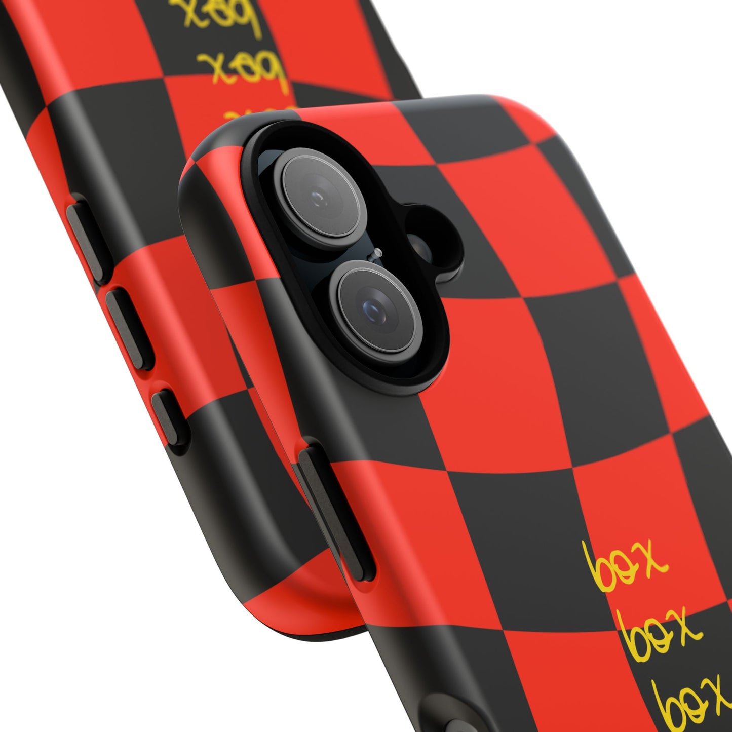 F1 Ferrari Black and Red Checkered Phone Case, Box Box Box F1 Phone Case