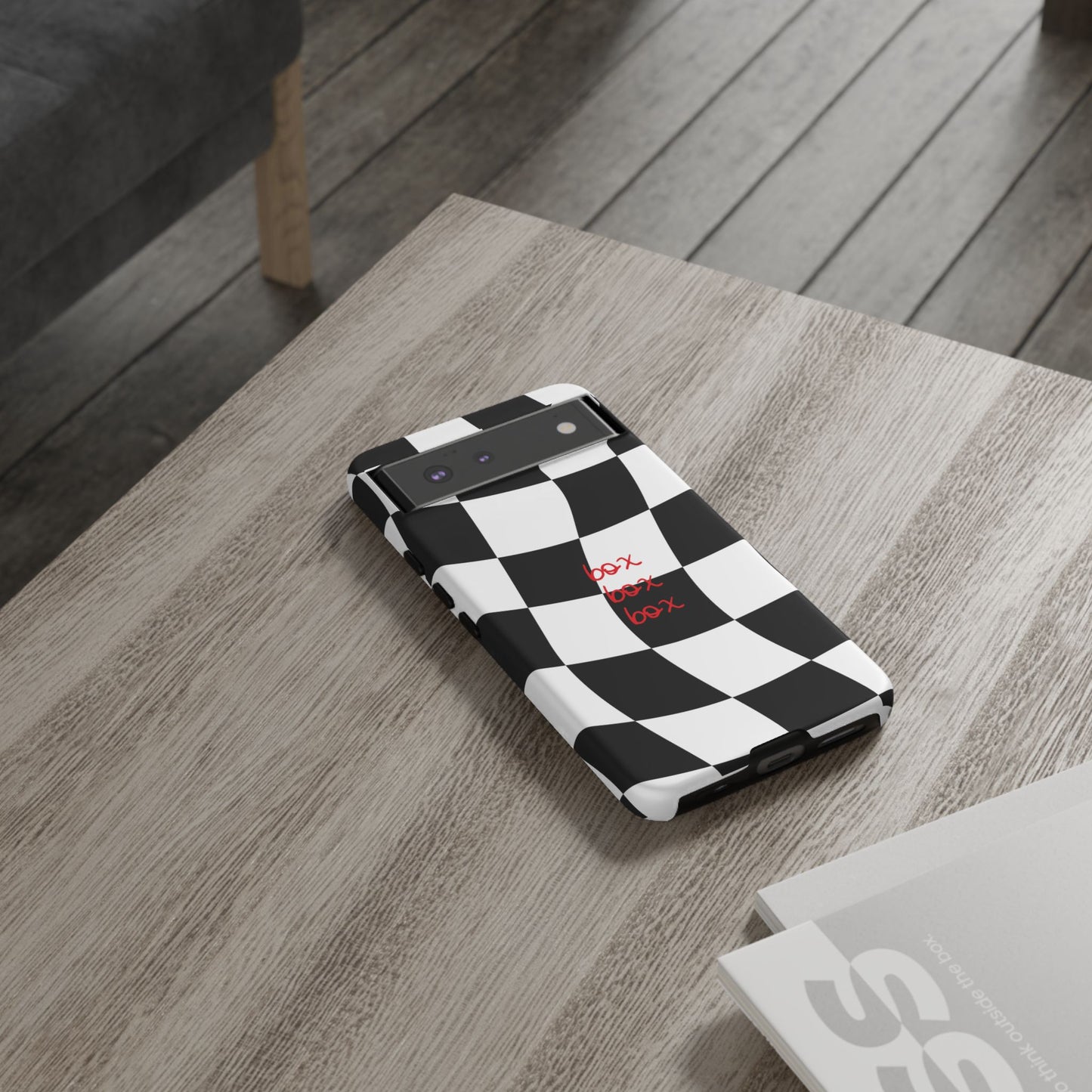 Black and Red Checkered F1 Phone Case, Box Box Box F1 Phone Case