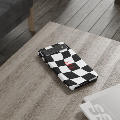 Black and Red Checkered F1 Phone Case, Box Box Box F1 Phone Case