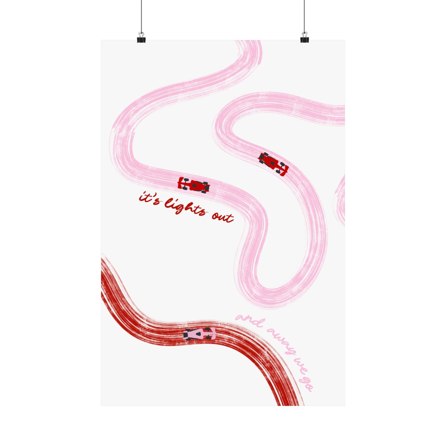 Pink and Red F1 Matte Vertical Poster | F1 Giclée Art Print (US SIZING)