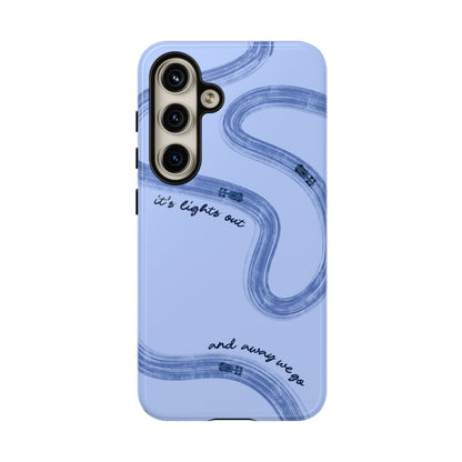 F1 Phone Case Monochrome Blue Painted "its lights out and away we go", Trendy F1 Gift, Formula 1 Gift, Cute F1 Phone Case, Phone Case