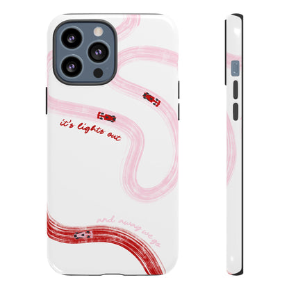 F1 Phone Case Pink and Red Painted "its lights out and away we go", Trendy F1 Gift, Formula 1 Gift, Cute F1 Phone Case, Unique Phone Case