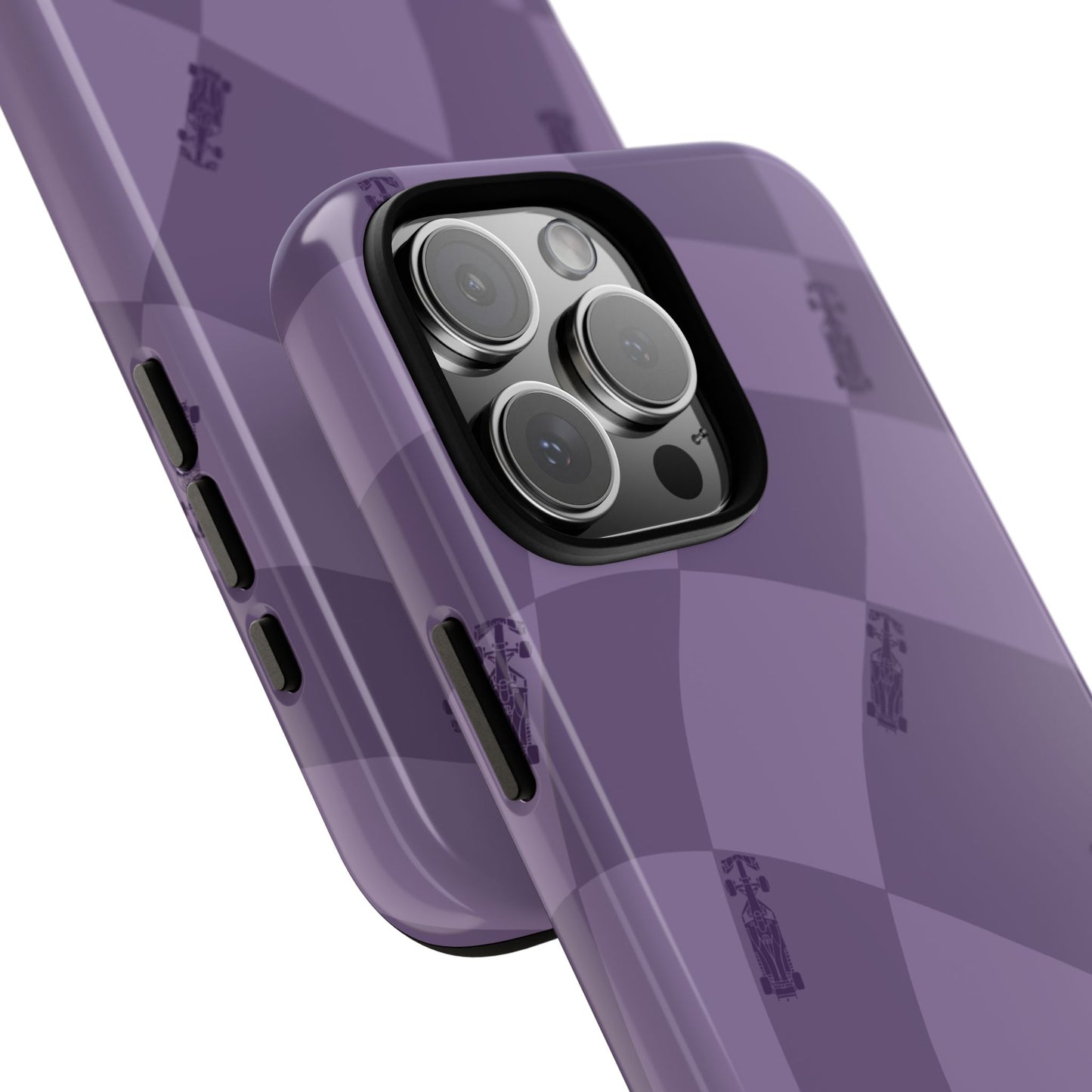 F1 Phone Case Purple Checkered Design, Trendy F1 Gift, Formula 1 Gift, Cute F1 Phone Case, Unique Formula One Phone Case