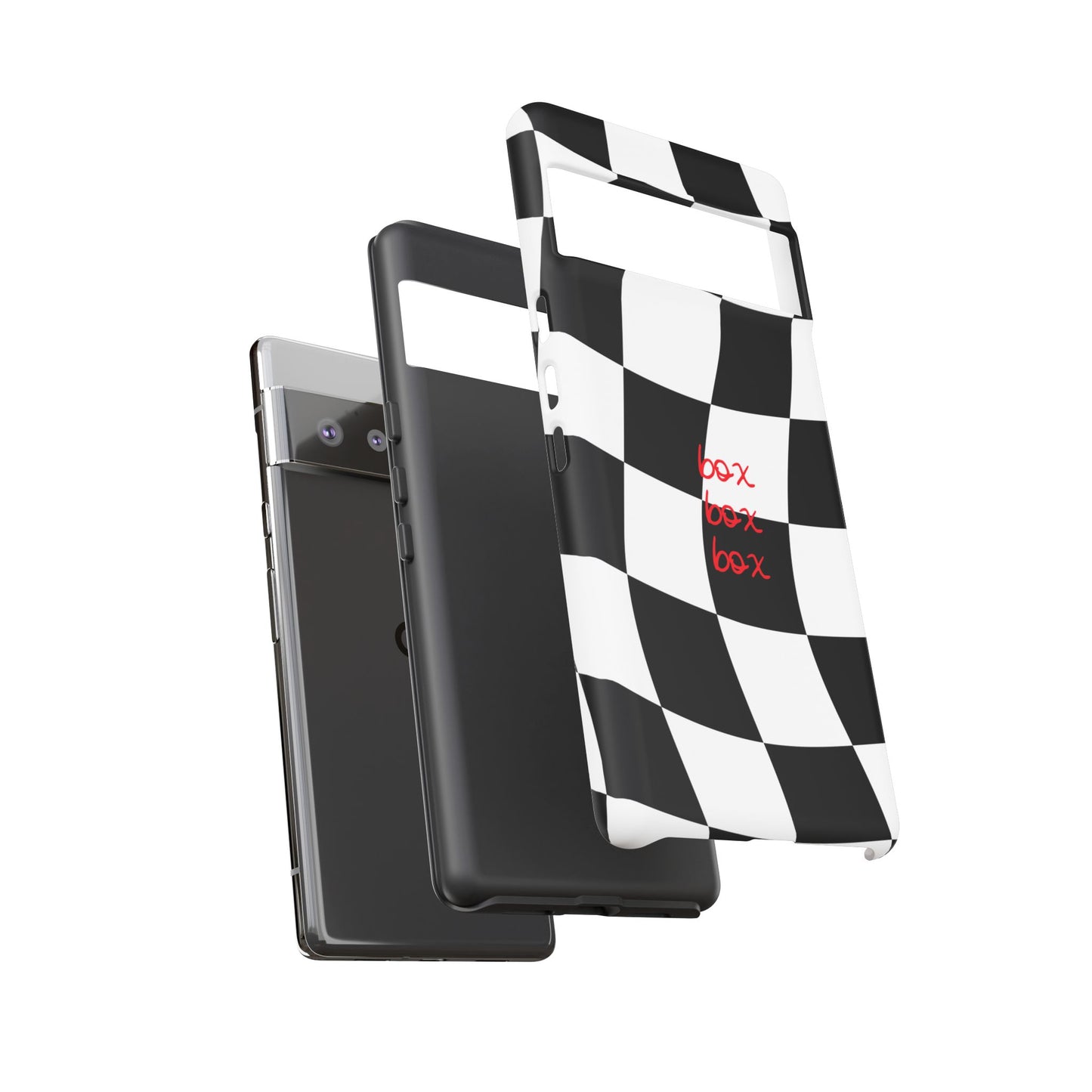 Black and Red Checkered F1 Phone Case, Box Box Box F1 Phone Case