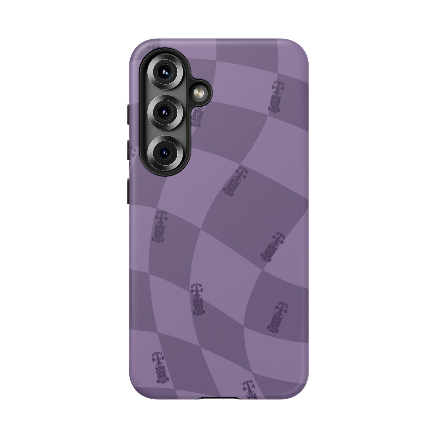 F1 Phone Case Purple Checkered Design, Trendy F1 Gift, Formula 1 Gift, Cute F1 Phone Case, Unique Formula One Phone Case