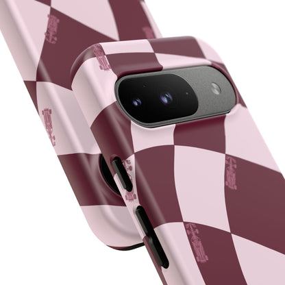 F1 Phone Case Pink Checkered Design, Trendy F1 Gift, Formula 1 Gift, Cute F1 Phone Case, Unique Formula One Phone Case