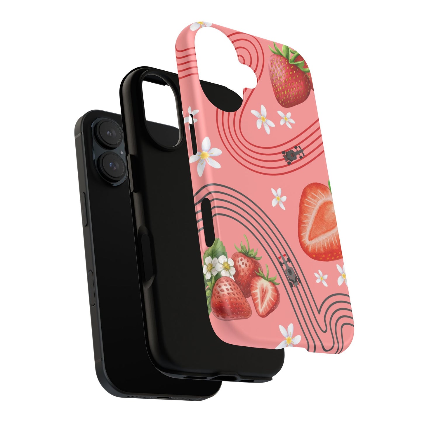 Red F1 Audi and Strawberries Phone Case, Trendy F1 Gift, Formula 1 Gift, Cute Fruit F1 Phone Case, Unique Phone Case