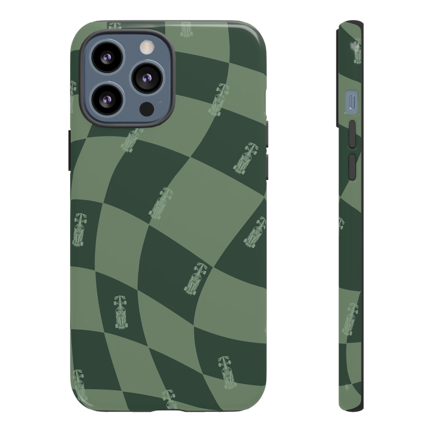 F1 Phone Case Green Checkerboard Design, Trendy F1 Gift, Formula 1 Gift, Cute F1 Phone Case, Unique Formula One Phone Case
