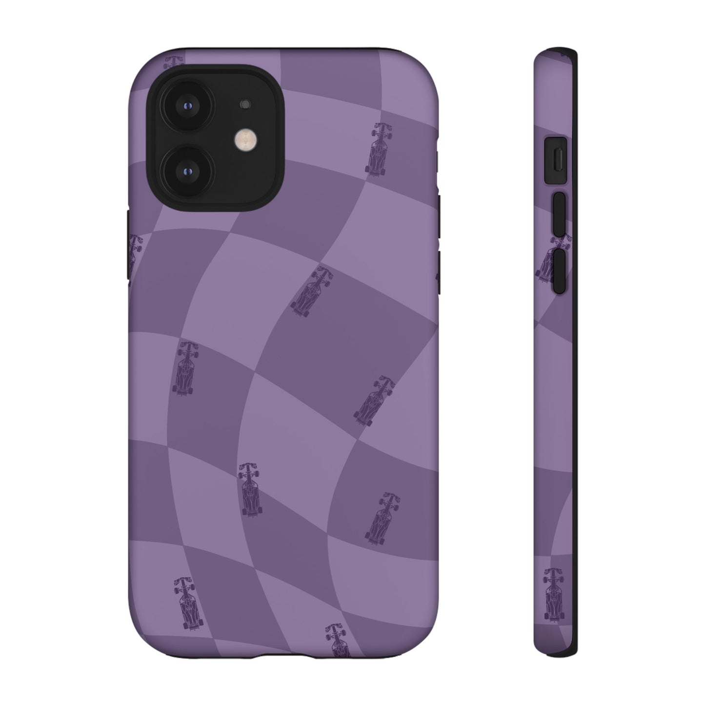F1 Phone Case Purple Checkered Design, Trendy F1 Gift, Formula 1 Gift, Cute F1 Phone Case, Unique Formula One Phone Case