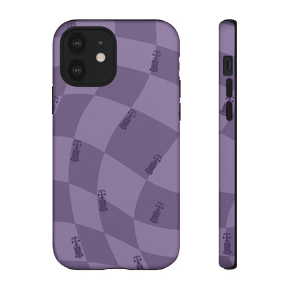 F1 Phone Case Purple Checkered Design, Trendy F1 Gift, Formula 1 Gift, Cute F1 Phone Case, Unique Formula One Phone Case