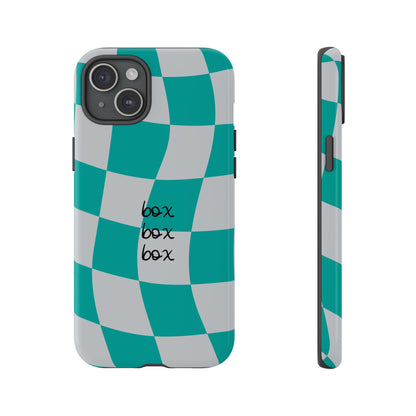 Mercedes Teal and Grey Checkered F1 Phone Case, Box Box Box F1 Phone Case