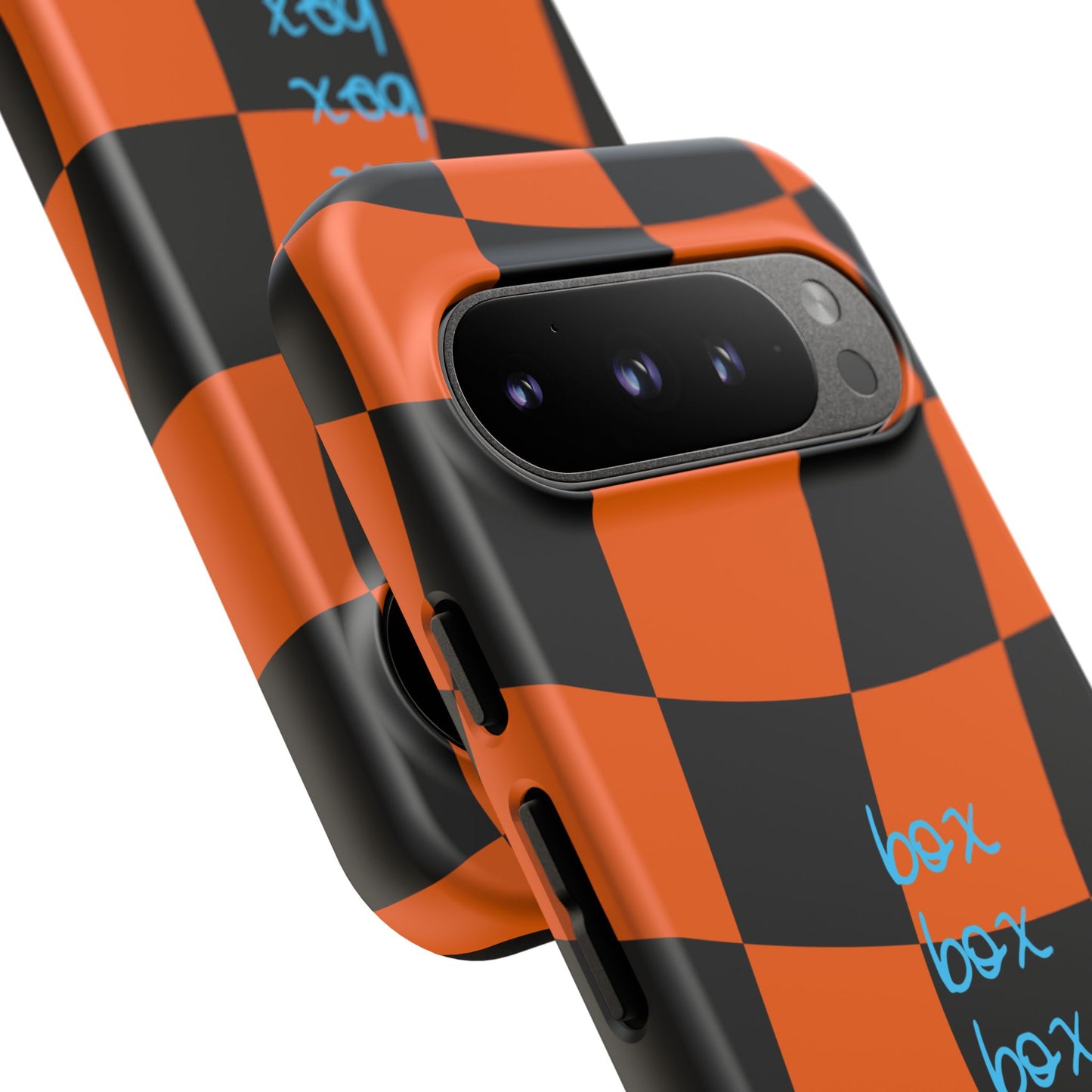 McLaren Orange and Black Checkered F1 Phone Case, Box Box Box F1 Phone Case
