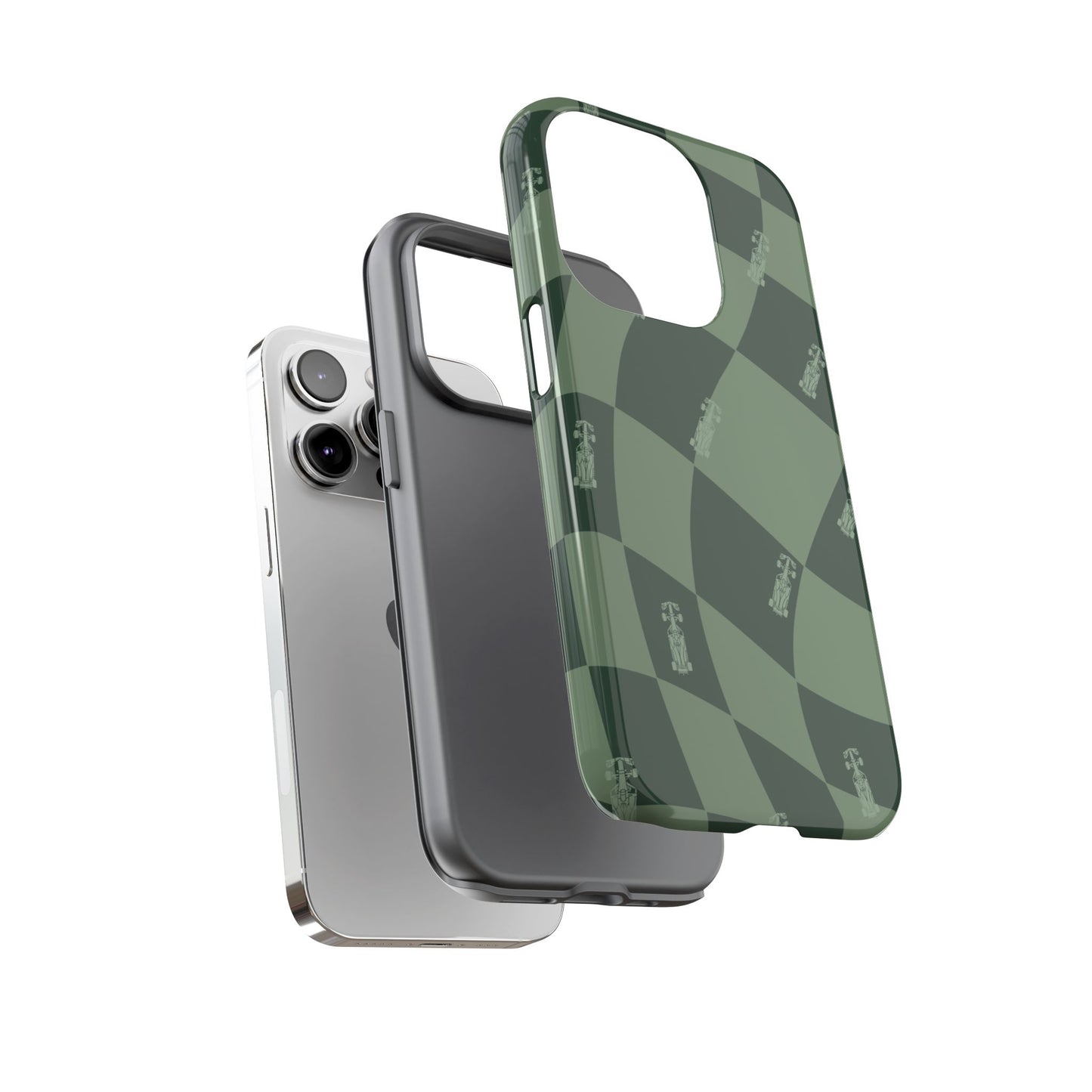F1 Phone Case Green Checkerboard Design, Trendy F1 Gift, Formula 1 Gift, Cute F1 Phone Case, Unique Formula One Phone Case