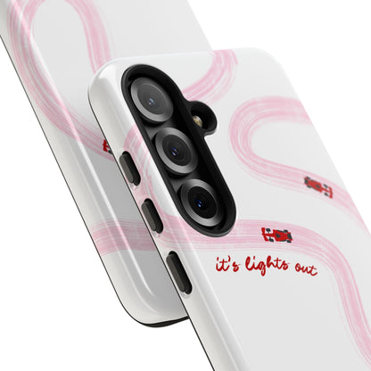 F1 Phone Case Pink and Red Painted "its lights out and away we go", Trendy F1 Gift, Formula 1 Gift, Cute F1 Phone Case, Unique Phone Case