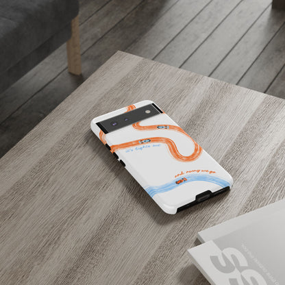 McLaren F1 Phone Case Orange and Blue Painted "its lights out and away we go", Trendy F1 Gift, Formula 1 Gift, Cute F1 Phone Case