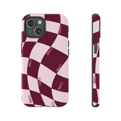 F1 Phone Case Pink Checkered Design, Trendy F1 Gift, Formula 1 Gift, Cute F1 Phone Case, Unique Formula One Phone Case